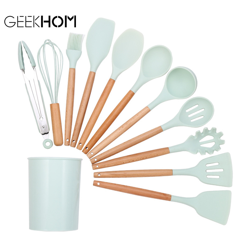 kitchen Silicone Cooking Utensil Set Non-stick Spatula Wooden Handle Heat Resistant Cooking Accessories Kitchen Tools Q1123
kitchen Silicone Cooking Utensil Set Non-stick Spatula Wooden Handle Heat Resistant Cooking Accessories Kitchen Tools Q1123
