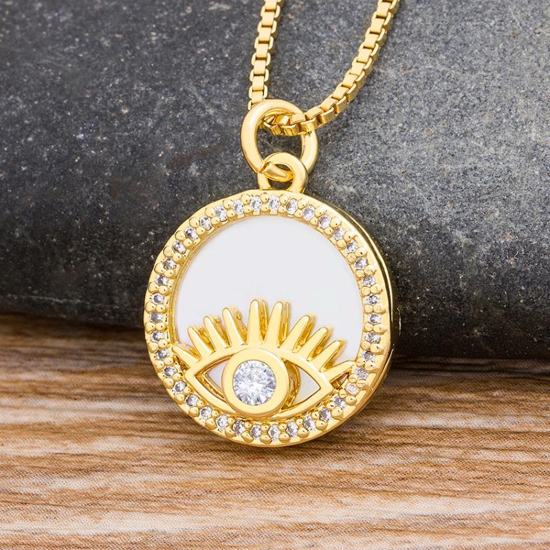 Classic Lucky Round Shape Evil Eye Necklace Gold/Colorful Color Long Chain Micro Pave Copper CZ Charm Fashion Jewelry for Women
Classic Lucky Round Shape Evil Eye Necklace Gold/Colorful Color Long Chain Micro Pave Copper CZ Charm Fashion Jewelry for Women
