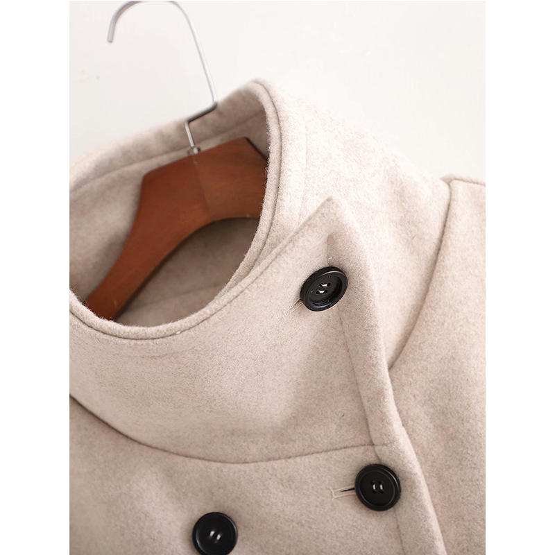 Winter Cloaks Women Fashion Solid Stand Collar Wool Capes Pockets Thick Coat Elegant Sleeveless A Line Female Ladies Outwear 201214