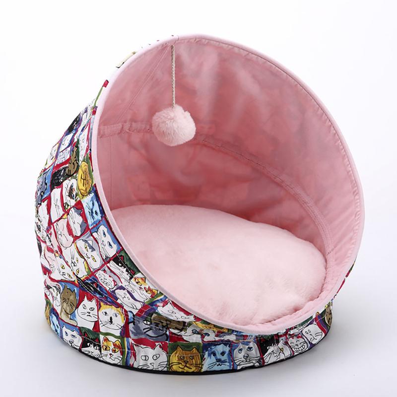 Cat Bed House Warm Soft Cotton For Pet Kitten Sleeping With Playing Ball Washable Mat Pink Detachable Cat's House For Winter
Cat Bed House Warm Soft Cotton For Pet Kitten Sleeping With Playing Ball Washable Mat Pink Detachable Cat's House For Winter