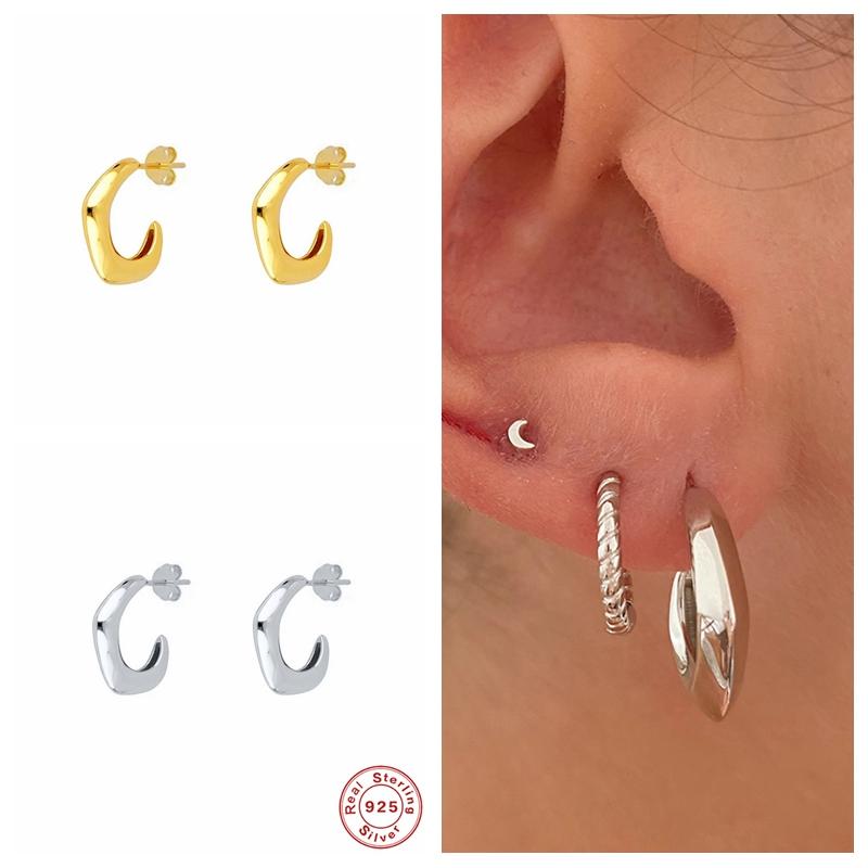 GS 925 Sterling Silver Gold Hoop Earrings For Women Irregular Geometric C Shape Opening Circle Earring Party Fine Jewelry Gift
GS 925 Sterling Silver Gold Hoop Earrings For Women Irregular Geometric C Shape Opening Circle Earring Party Fine Jewelry Gift