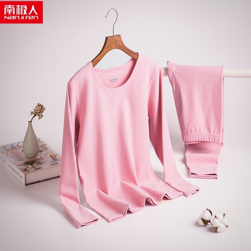 NANJIREN Woman Thermal Underwear Set Women Pajama Set Sleepwear Grils Solid High Quality LongJohns Set Long Shirts Long Trousers 201027