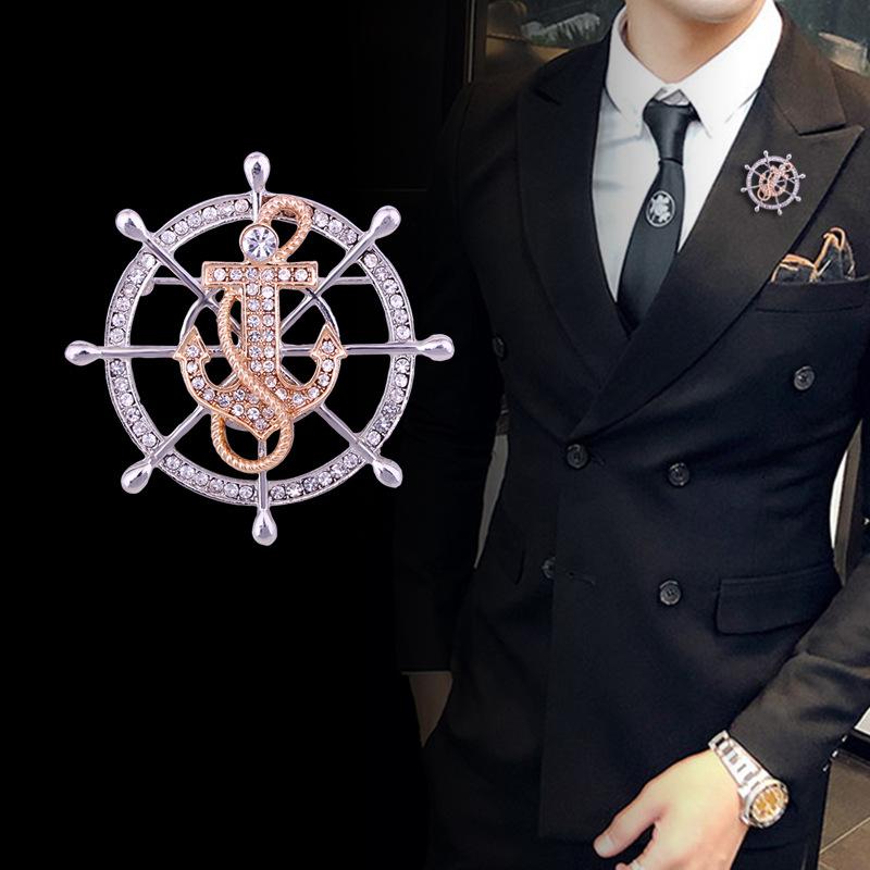 New High-End Rhinestone Crystal Rudder Anchor Brooch Pin Men's Suit Coat Lapel Pins Badge Corsage Luxury Jewelry Accessories
New High-End Rhinestone Crystal Rudder Anchor Brooch Pin Men's Suit Coat Lapel Pins Badge Corsage Luxury Jewelry Accessories