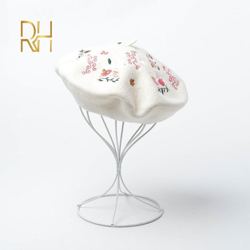Winter Hats For Women 100% Wool Berets Luxury Flower Birds Embroidery Beret Female Warm Beret Flat Painter Cap Bonia RH1, White
Winter Hats For Women 100% Wool Berets Luxury Flower Birds Embroidery Beret Female Warm Beret Flat Painter Cap Bonia RH1, White