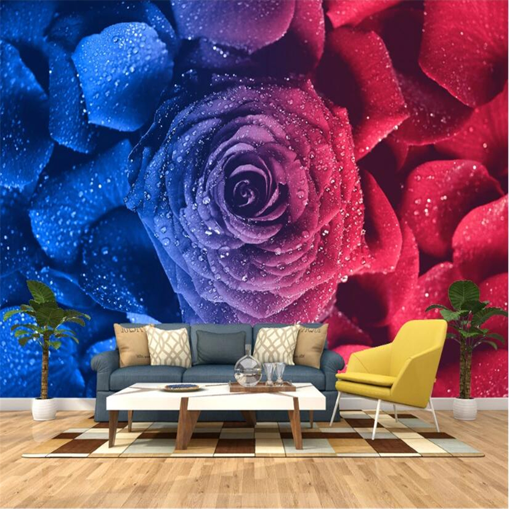 custom photo murals 3D stereoscopic large mural of red roses living room TV background wallpaper theme room