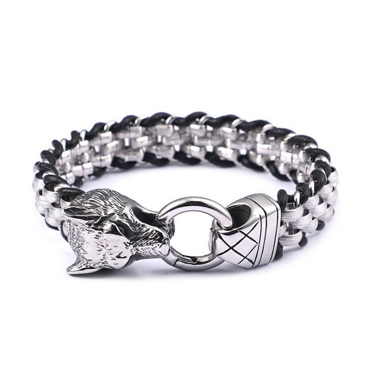 Link, Chain Punk Rock 316L Stainless Steel Biker Link Animal Wolf Head Bracelets For Men 21.5cm Leather Jewelry
Link, Chain Punk Rock 316L Stainless Steel Biker Link Animal Wolf Head Bracelets For Men 21.5cm Leather Jewelry