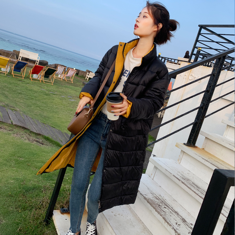 new style down jacket female color matching frivolous cotton-padded jacket east gate long coat 201127