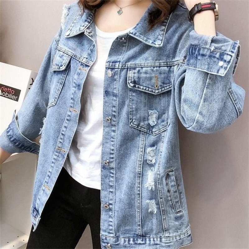 2021 New Women Ripped Jacket Turn-down Collar Loose Casual Blue Coats Female Outwear Denim Feminine Streetwear Jean Jackets Wqc1, Beige
2021 New Women Ripped Jacket Turn-down Collar Loose Casual Blue Coats Female Outwear Denim Feminine Streetwear Jean Jackets Wqc1, Beige