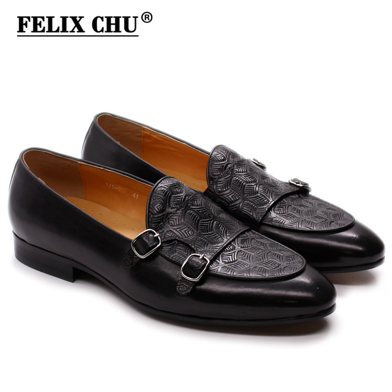 2020 Autumn shoes Mens Loafers Classic Monk Strap Men Shoes Genuine Leather Slip On Dress Shoes Wedding Casual Business Modern LJ201015