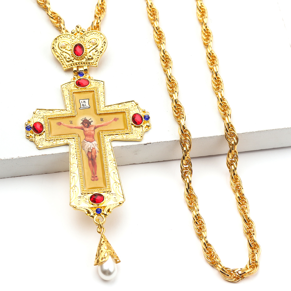 Jesus Cross Pectoral Pendants Orthodox Church Crucifix Religious Icon Byzantine Art Holy Cross For Priests Y1220