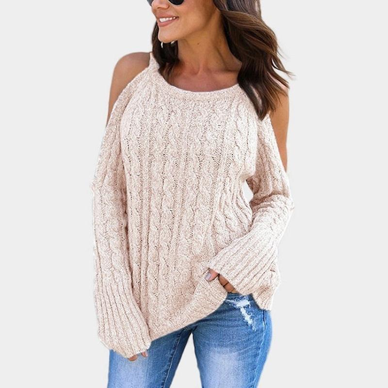 New Womens Long Sleeve Knitted Sweater High Quality Off Shoulder Pullovers Female Loose Sweater Knitted Warm Tops GAOKE1, Black 
New Womens Long Sleeve Knitted Sweater High Quality Off Shoulder Pullovers Female Loose Sweater Knitted Warm Tops GAOKE1, Black