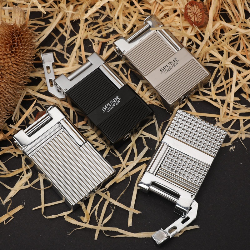 Creative SPUNK Grinding Wheel Cigar Pipe Oblique Fire Metal Lighter Flint Lighter Butane Gas Jet Lighter Men Collection Gift
Creative SPUNK Grinding Wheel Cigar Pipe Oblique Fire Metal Lighter Flint Lighter Butane Gas Jet Lighter Men Collection Gift