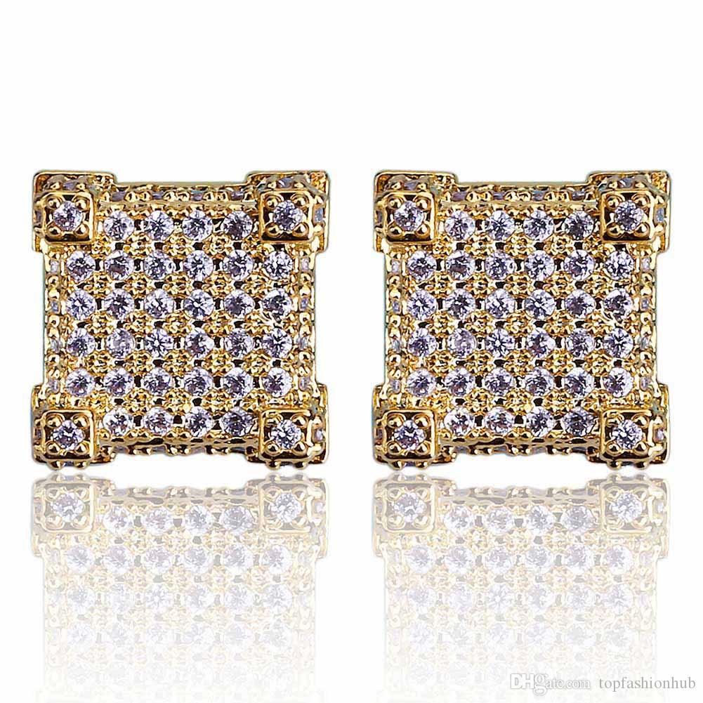 Europe and America Gold Plated with Tiny zirconia Studs Hip hop Men's Earrings Accessories Hot Free shipping