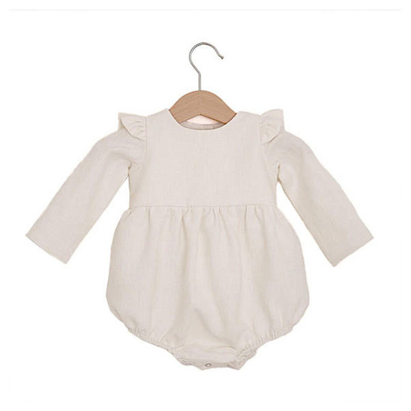 Baby Girls Clothes Newborn Baby Linen Cotton Jumpsuit Long Sleeve Kids Girls Ruffle Rompers Baby Body Suits D1288 Y1221