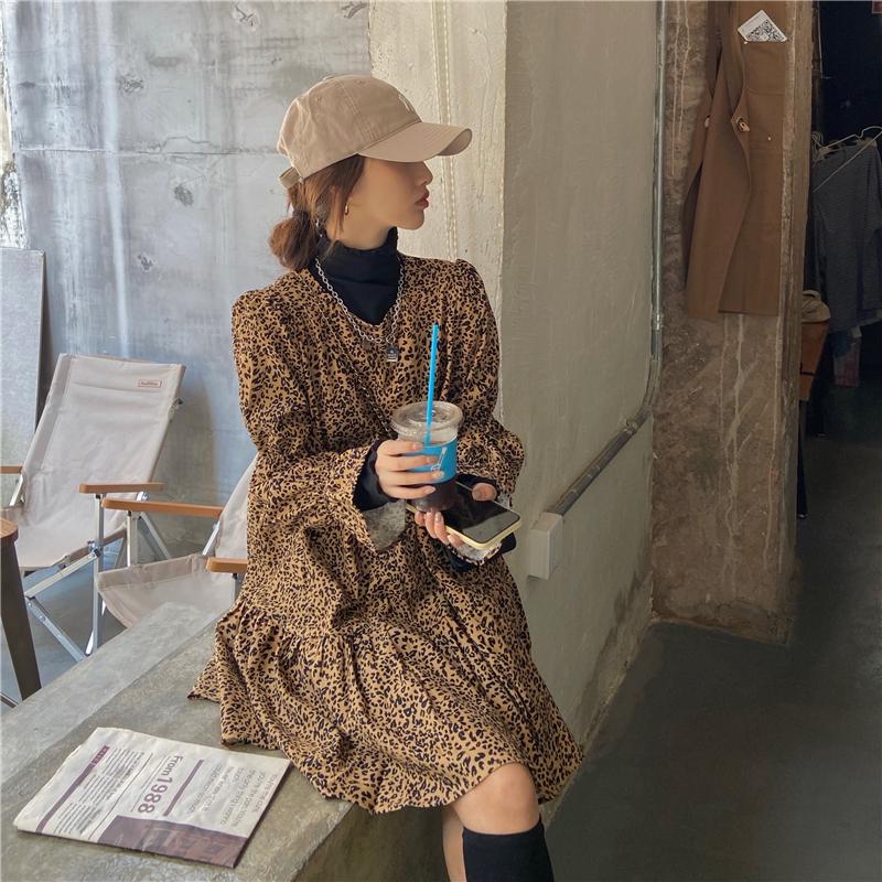 Fashion Women Dresses New Arrival O-neck Leopard Print Dress Chic Loose Retro Casual Ladies Clothes Spring And Autumn, Brown
Fashion Women Dresses New Arrival O-neck Leopard Print Dress Chic Loose Retro Casual Ladies Clothes Spring And Autumn, Brown