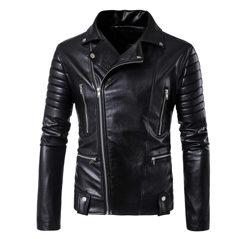 New Autumn Winter Men's Black PU Leather Jacket Fashion Punk Style Multi-zipper Lapel Handsome Slim Motorcycle Leather Coat
New Autumn Winter Men's Black PU Leather Jacket Fashion Punk Style Multi-zipper Lapel Handsome Slim Motorcycle Leather Coat