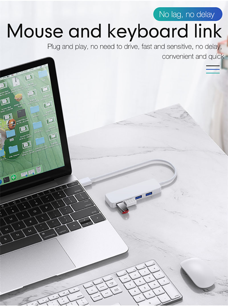 High Speed USB Hub Computer Adapter 4 Ports Multi USB 3.0 Splitter Extension Cable & TYPE C 3.0 to USB3.0 For Computer Laptop Mouse Keyboard Game Cont