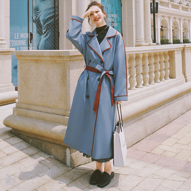2021 New Trench Coat Spring New Fall Double-sided Korean Breasted Lapel Loose Blue Contrast Female Jacket 1a Qq97
2021 New Trench Coat Spring New Fall Double-sided Korean Breasted Lapel Loose Blue Contrast Female Jacket 1a Qq97