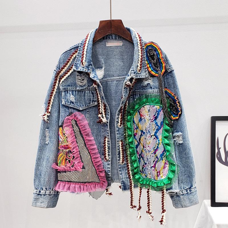 2020 New Spring Autumn Denim Jackets Beaded Tassel Women' Coat Vintage Patchwork Overcoat Casual Jean Jacket Outerwear P629, Photo color
2020 New Spring Autumn Denim Jackets Beaded Tassel Women' Coat Vintage Patchwork Overcoat Casual Jean Jacket Outerwear P629, Photo color
