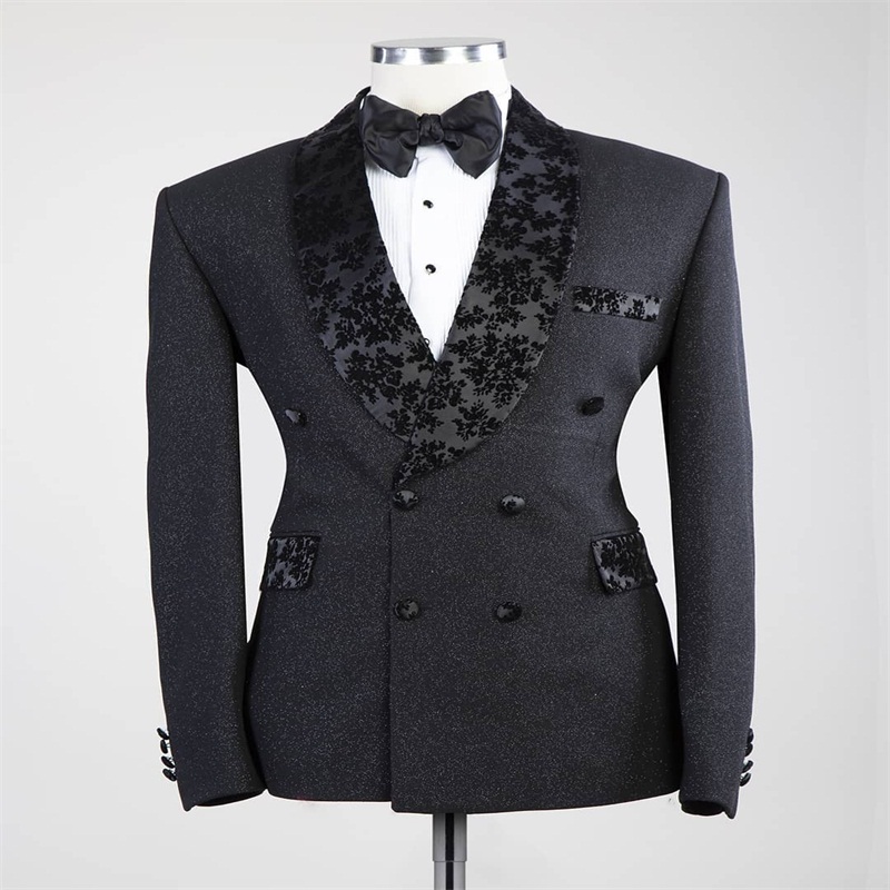 One Pieces Printed Men Suits Cotton Groom Tuxedos Lapel Modern Formal Double Breasted Men Coat Custom Made Party Jacket