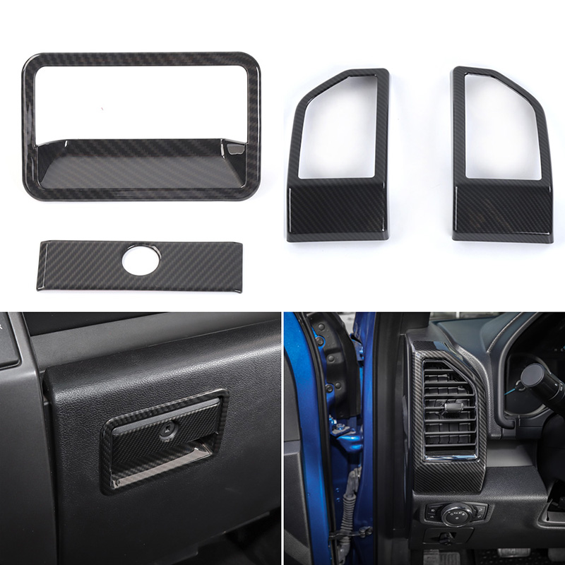 21PCS Carbon Fiber Interior Decoration Accessories Cover Trim For Ford F150 2015+ Car Interior Suite Accessories