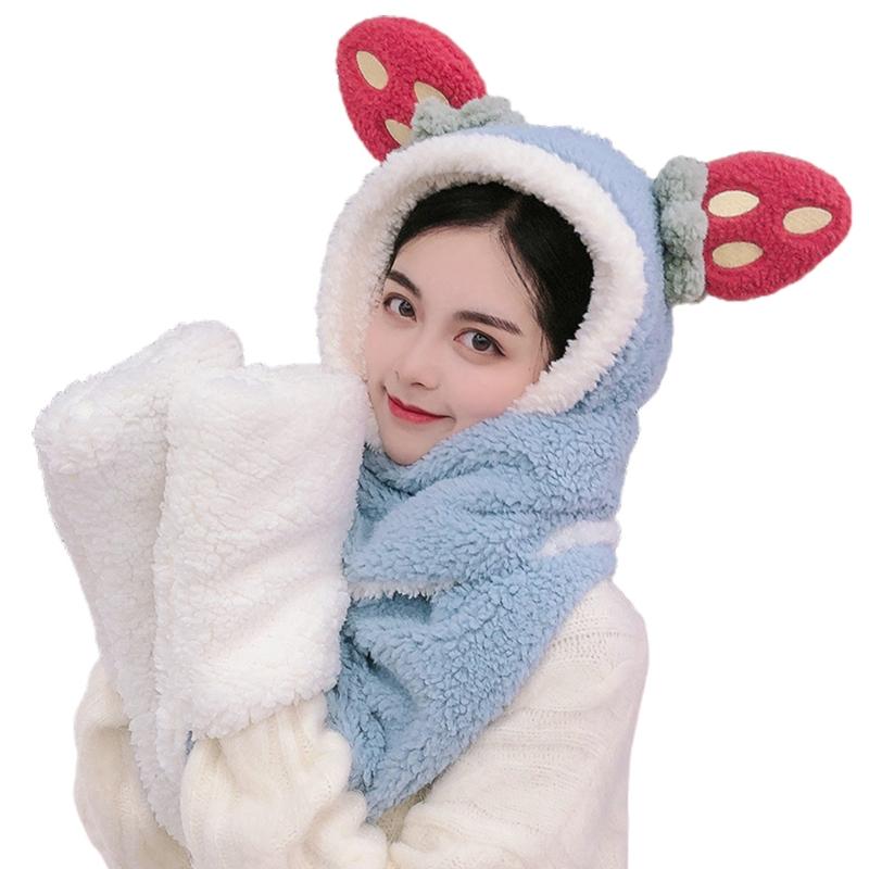 Women Winter Warm Cartoon Strawberry Ears 3 In 1 Plush Hooded Scarf Hat Gloves 83XF
Women Winter Warm Cartoon Strawberry Ears 3 In 1 Plush Hooded Scarf Hat Gloves 83XF