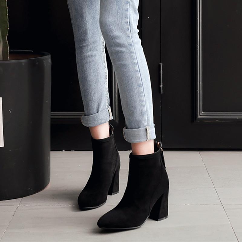 YMECHIC 2020 Lady's Red Black Beige Flock Ankle Short Ridding Boots Pointed Toe High Hoof Heels Zipper Women Shoes Large Size, Black 1
YMECHIC 2020 Lady's Red Black Beige Flock Ankle Short Ridding Boots Pointed Toe High Hoof Heels Zipper Women Shoes Large Size, Black 1