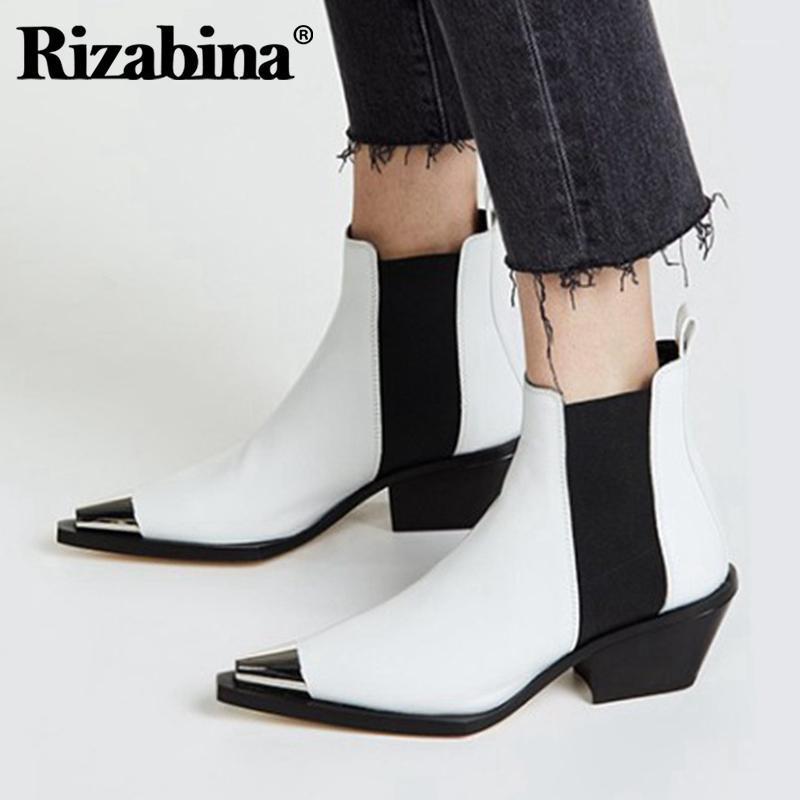 Rizabina Women Short Boots Real Leather Mixed Color Metal Pointed Toe Ankle Boots Cool Punk Short Women Size 34-431, Black
Rizabina Women Short Boots Real Leather Mixed Color Metal Pointed Toe Ankle Boots Cool Punk Short Women Size 34-431, Black
