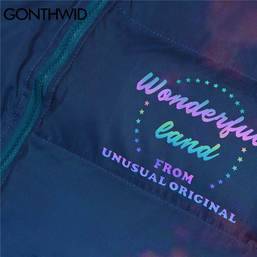 GONTHWID Cottond Padded Jackets Streetwear Hip Hop Galaxy Sunset Cloud Print Full Zip Reflective Jacket Coat Casual Tops Outwear 201214