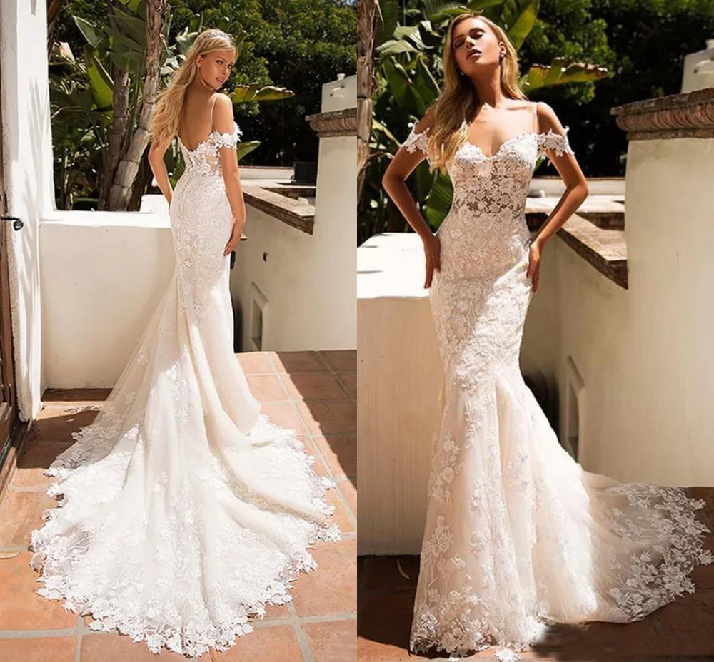 Custom Off Shoulder Full Lace Mermaid Wedding Dresses Short Sleeves Court Train Backless Wedding Bridal Gowns, White
Custom Off Shoulder Full Lace Mermaid Wedding Dresses Short Sleeves Court Train Backless Wedding Bridal Gowns, White