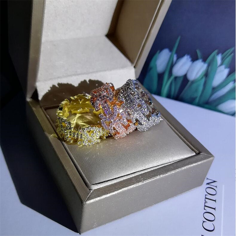 2024 Hip Hop Jewelry: Sterg Sier Rose Gold Bow Sapphire Ring