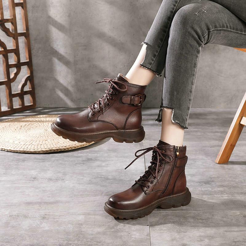100% First Layer Cowhide Leather Boots Winter Women's Thick-soled Soft Bottom Boots British, Black
100% First Layer Cowhide Leather Boots Winter Women's Thick-soled Soft Bottom Boots British, Black