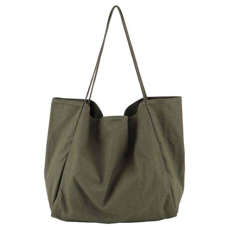 Korean simple large capacity shopping bag casual Canvas Shoulder Bag versatile solid color handbag, Black
Korean simple large capacity shopping bag casual Canvas Shoulder Bag versatile solid color handbag, Black