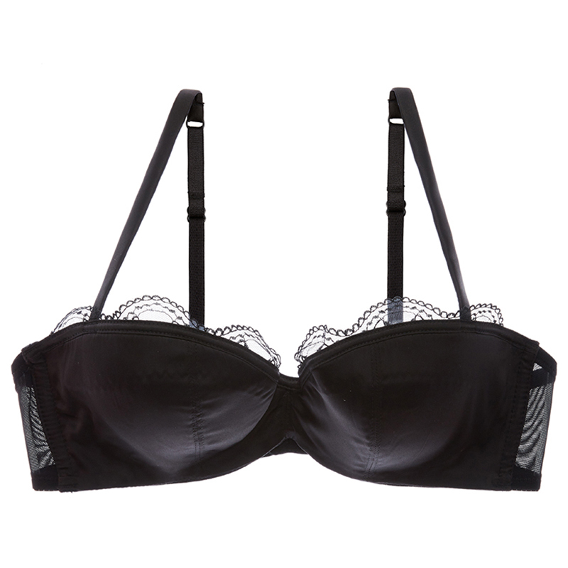 shaonvmeiwu Sexy glossy lace edge gathered underwear women skin bra thin bra with steel rings 201202