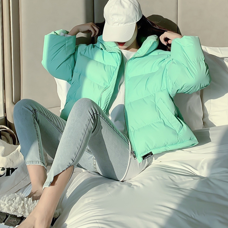 Winter Woman Parkas Bread Coats Warm Solid Green Short Jacket Korean Style Loose Thick Outercoats Pink Simple Elegant Tops 201026