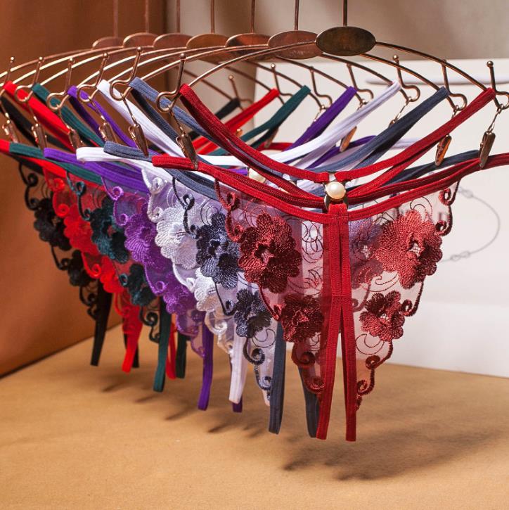 Beaded sexy women briefs thong embroidered hollow transparent mesh slit thong temptation low waist ladies panties hot G-String, Multi-color
Beaded sexy women briefs thong embroidered hollow transparent mesh slit thong temptation low waist ladies panties hot G-String, Multi-color