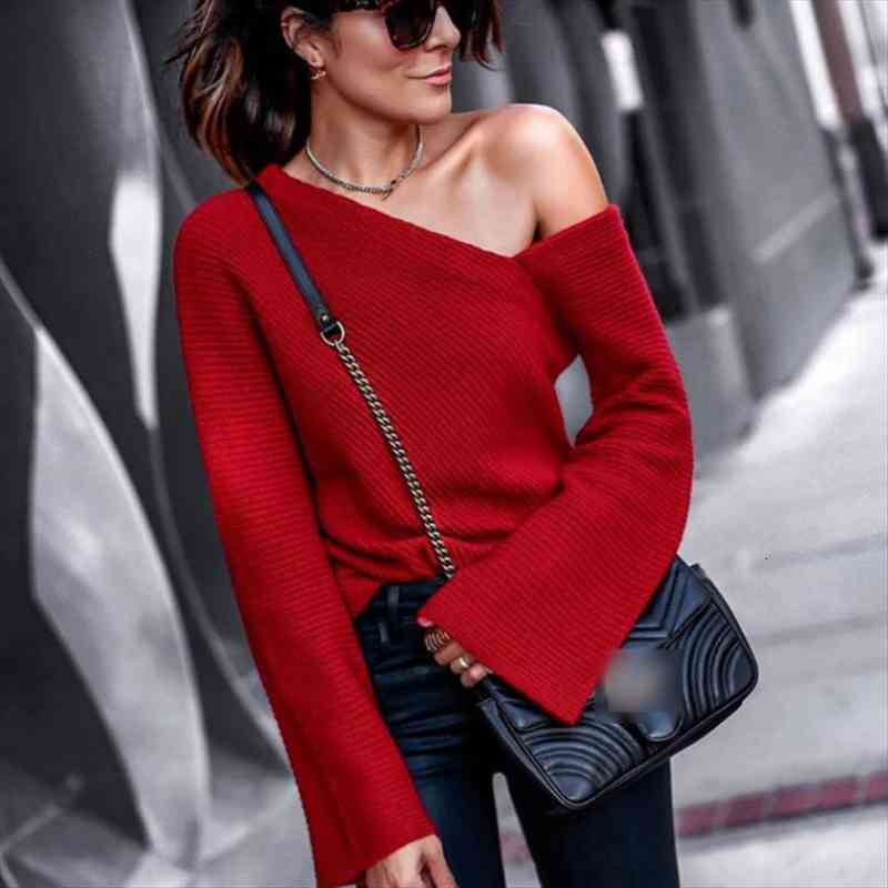 womens off shoulder sweater pullover fashion slim-fit trumpet sleeve round neck solid color knitted jumper ouc461, White;black
womens off shoulder sweater pullover fashion slim-fit trumpet sleeve round neck solid color knitted jumper ouc461, White;black