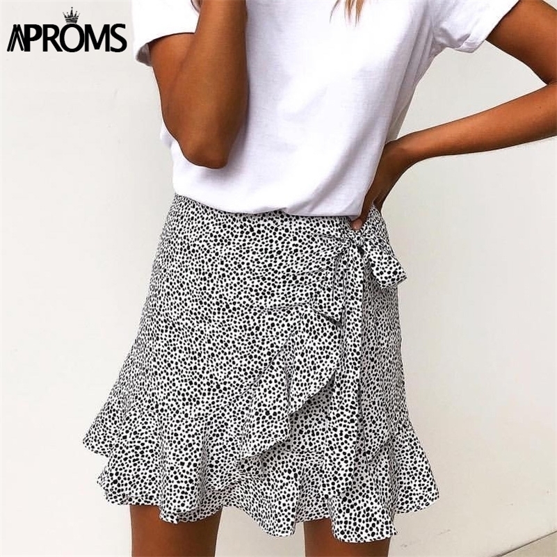 Aproms Multi Dot Print Short Mini Skirts Women Summer Ruffle High Waist Bow Tie Skirt Ladies Streetwear Slim Bottoms Saias Y200326, Khaki
Aproms Multi Dot Print Short Mini Skirts Women Summer Ruffle High Waist Bow Tie Skirt Ladies Streetwear Slim Bottoms Saias Y200326, Khaki
