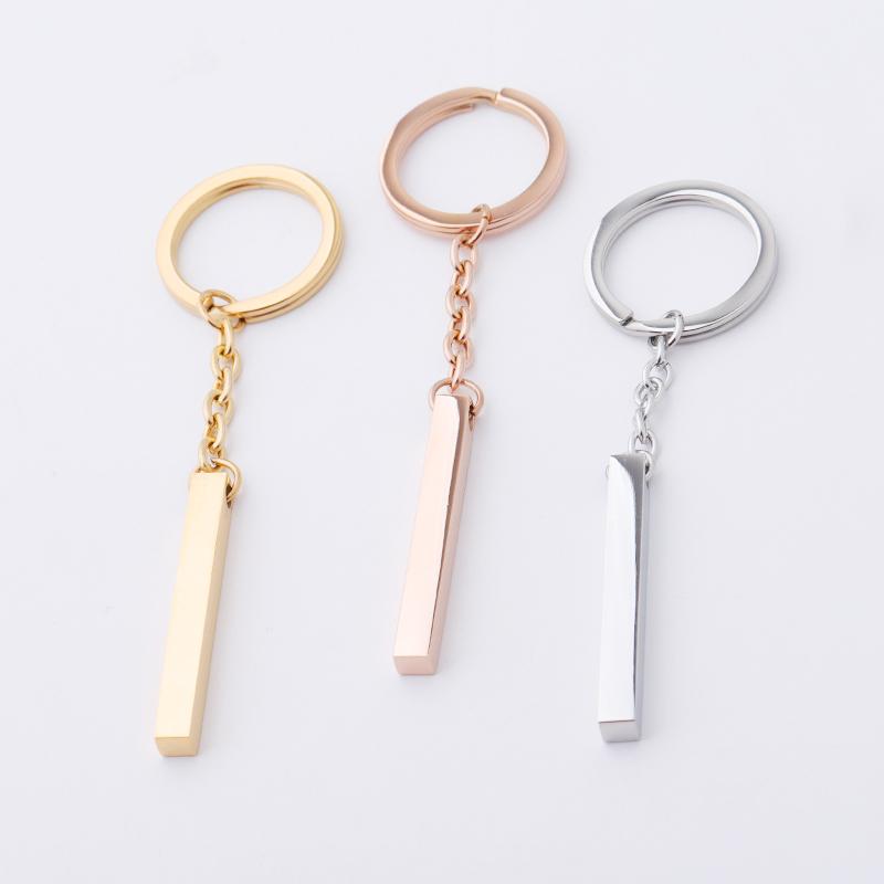 

Keychains Fnixtar 20Pcs/Lot 3D Blank Bar Key Chain Mirror Polished Stainless Steel For DIY Making Keychain Womens Mens Jewelry
