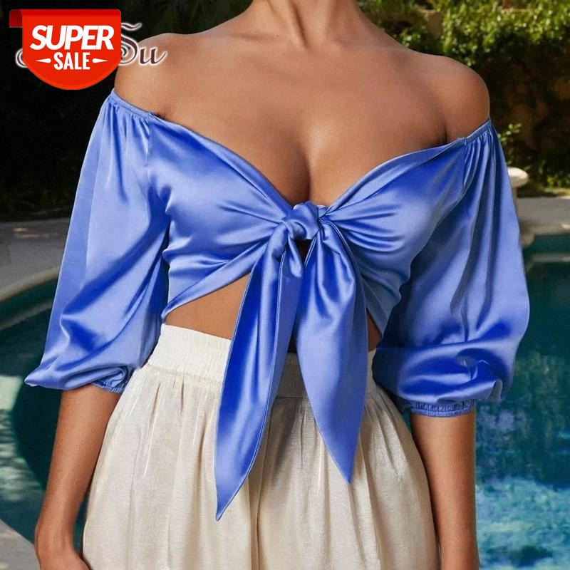 ArtSu Summer Off Shoulder Crop Top Sexy Bow Satin Shirt Sexy Women T-shirt Basic Top Tshirt Femme Streetwear ASTS21448 #h80D, White
ArtSu Summer Off Shoulder Crop Top Sexy Bow Satin Shirt Sexy Women T-shirt Basic Top Tshirt Femme Streetwear ASTS21448 #h80D, White