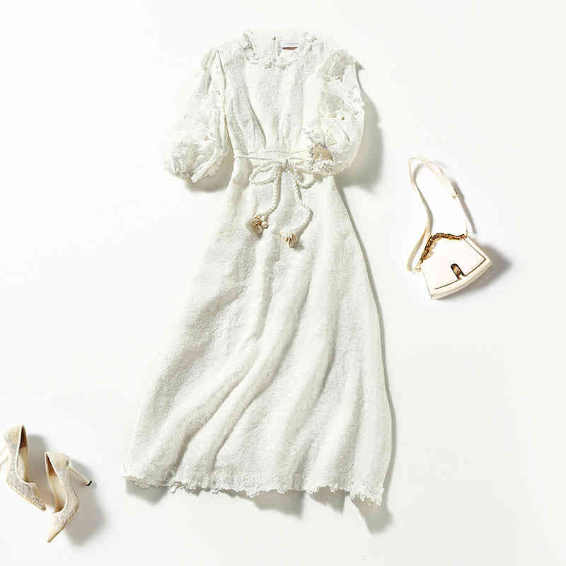 Casual Dresses spring linen heavy industry embroidered hollow lace up dress long skirt women' Shenzhen Nanyou high end wear 1C8N, White
Casual Dresses spring linen heavy industry embroidered hollow lace up dress long skirt women' Shenzhen Nanyou high end wear 1C8N, White