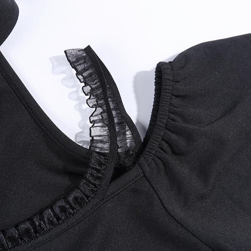 Summer Gothic Chic Elegant Harajuku Black Women Mini Dresses Sexy Club Punk Mesh Moon Lace Strapless Female Goth Zipper Dress T200319