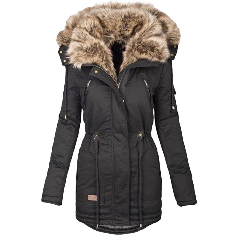 Women Winter Long Sleeve Solid Color Hooded Cotton Padded Coat Outerwear, Black
Women Winter Long Sleeve Solid Color Hooded Cotton Padded Coat Outerwear, Black