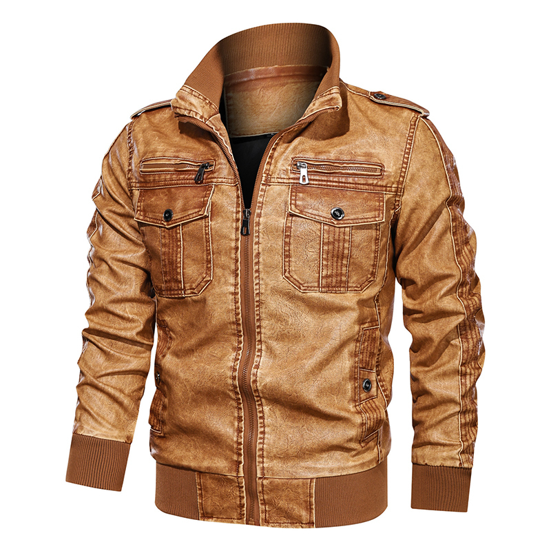 Winter Men's Motorcycle Leather Jacket Men Fashion Brown Thick Zipper Coat Male Hooded Windbreaker Outwear EU Size 5XL 201128