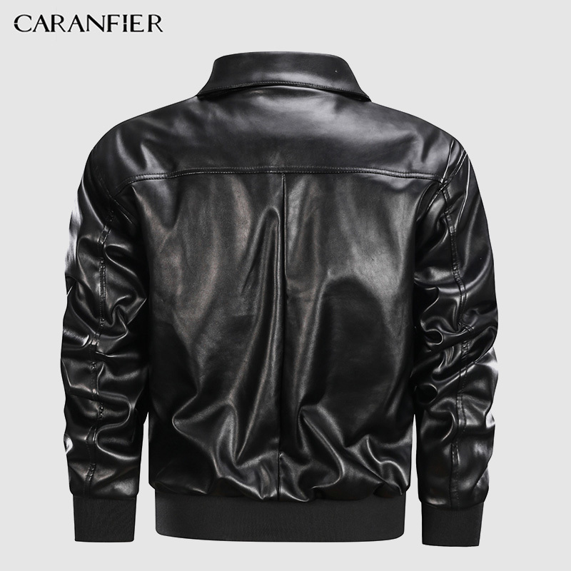CARANFIER Mens Leather Jacket Fur Coat Men Winter Biker Jackets Thicken Turn-down Collar Outerwear Classic EU SIZE DropShipping 201114