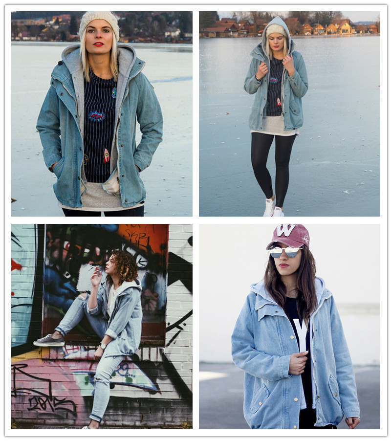 Bella autumn winter Button Up Ladies Denim Women Jacket with Hooded 2 Piece 3XL Female Jean Plus Size Women Coat T200212