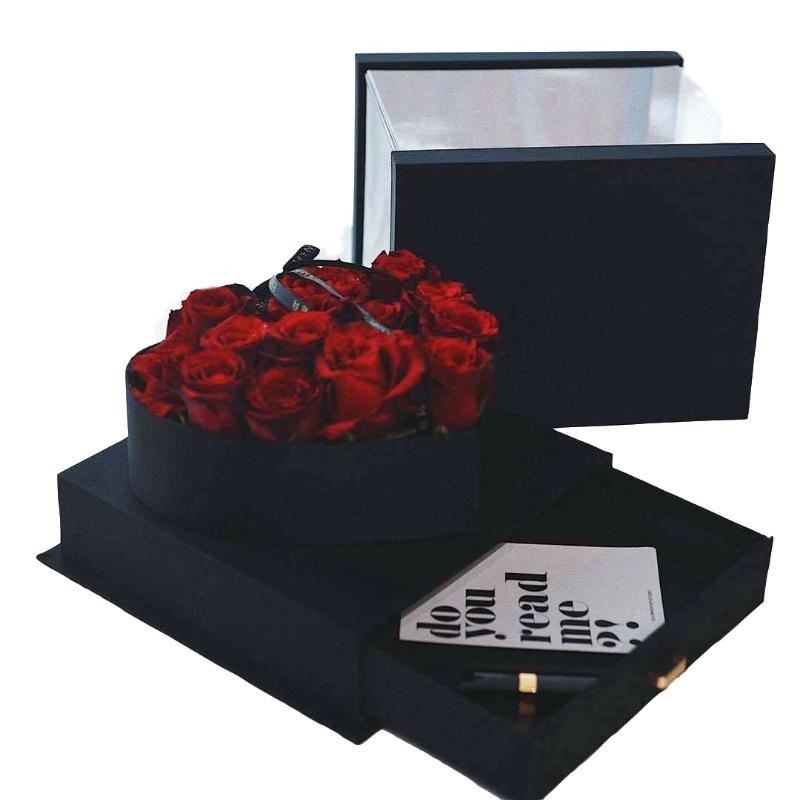 Rose flower box Acrylic Transparent cube Square Window Drawer Box Love Gift party wedding Floral Packaging heart-shaped