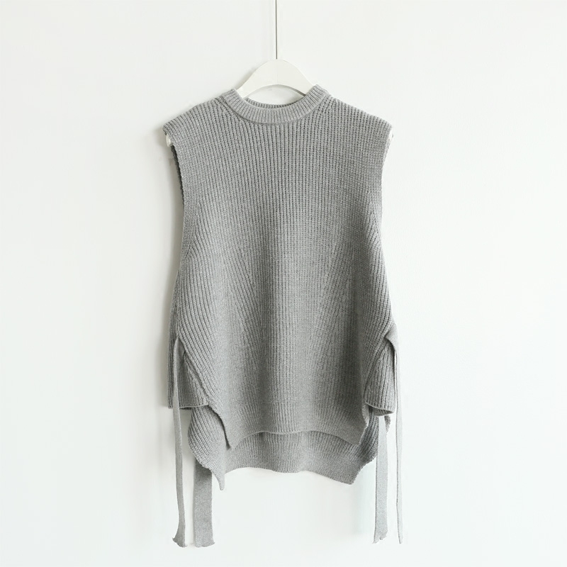 New Asymmetry Sashes Sleeveless Sweater Pullover Women Sweet Loose Knitted Women's Vest Spring Short Female Waistcoat Gilet 201102