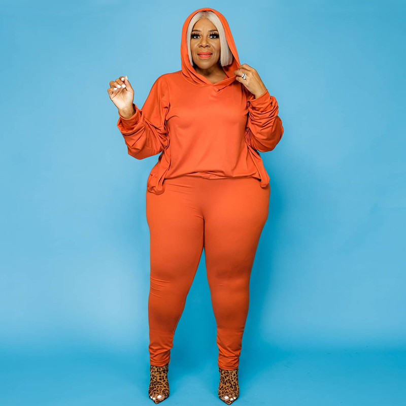 Plus size 3X 4X 5XL women bigger size sweatsuits fall winter clothing tracksuits pullover hoodie+pants two piece set casual sportswear 4239