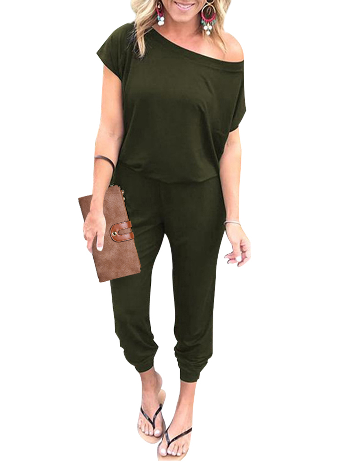 Spring summer jumpsuits women slash neck Bodysuits solid pockets jump suit new Beam feet streetwear ladies Bandage rompers T200509